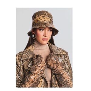 Retrofete Snake Print Brae Leather Bucket Hat